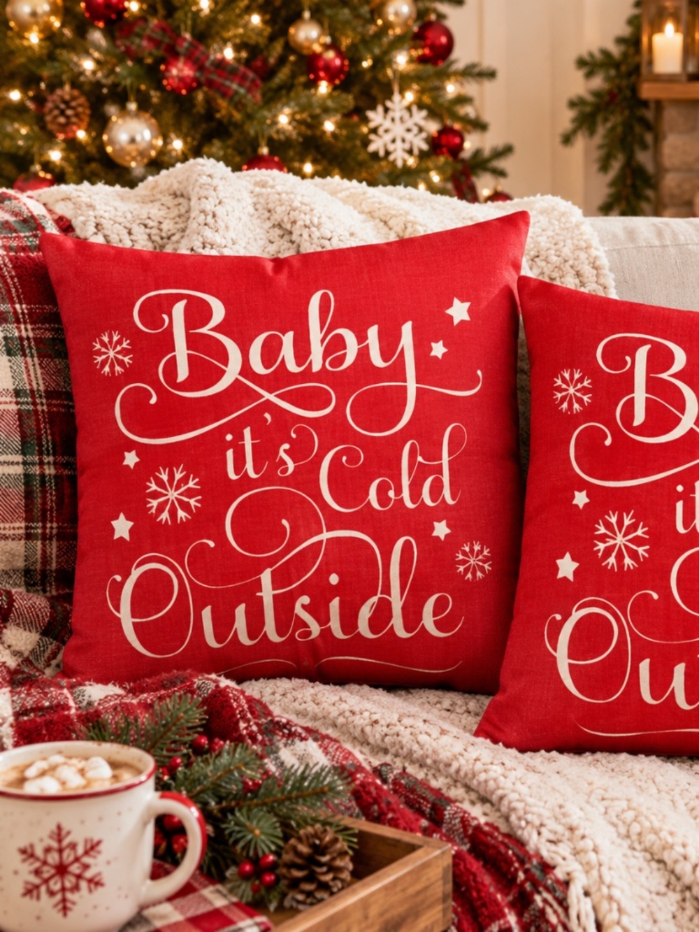 Set Of Two Christmas Pillow Case Covers